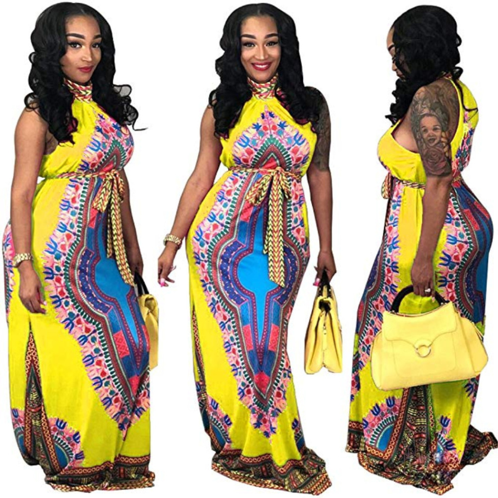 African maxi dress dashiki ankara sexy stretchy - Picture 2 of 3